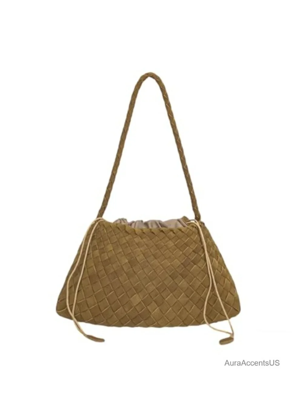 Woven Suede Shoulder Bag Slouchy Hobo Tote Handbag